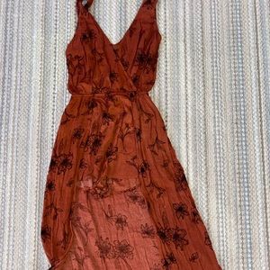 Floral Print Deep V-neck Romper Maxi Dres